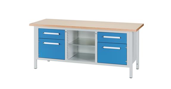 Cabinet workbench W2000XD750XH840mm 2 drawers 2 doors RAL7035/5012