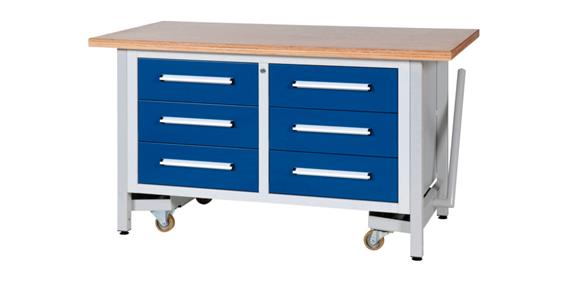 Cabinet workbench W1500XD750XH840mm 6 drawers RAL7035/5010