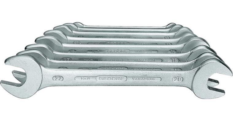 1050108100 Sada oboustr. otevř. klíčů 15° DIN 3110 V31CrV3 8 ks AF 6x7–20x22 mm v kufru