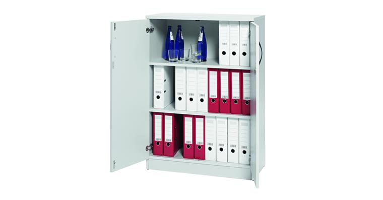 1082344101 Skříň s 2křídl. dveřmi multi V1145xŠ800xH420 mm světle šedý dekor 3 výšky složek