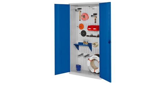 Slotted panel cabinet H1950xB1000x410 mm 7035/5010 unequipped
