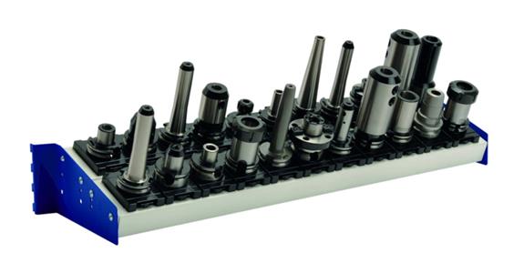 Tool holder shelf wide RAL 7035/5010 for CNC trolley cat. no. 83959 101+201