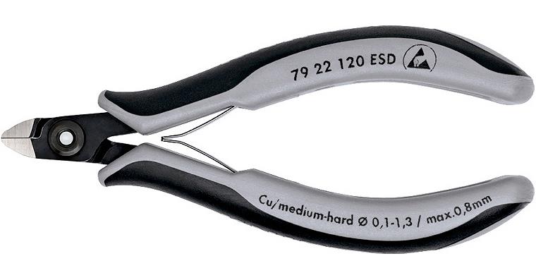 1001500572 Boční štípací kleště na el. ESD,120 mm, min. hlava, břit bez zkosení