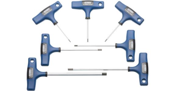 Sada šestihranných šroubováků ATORN, 7 ks, 2–8 mm, T-rukojeť, chromovaný povrch
