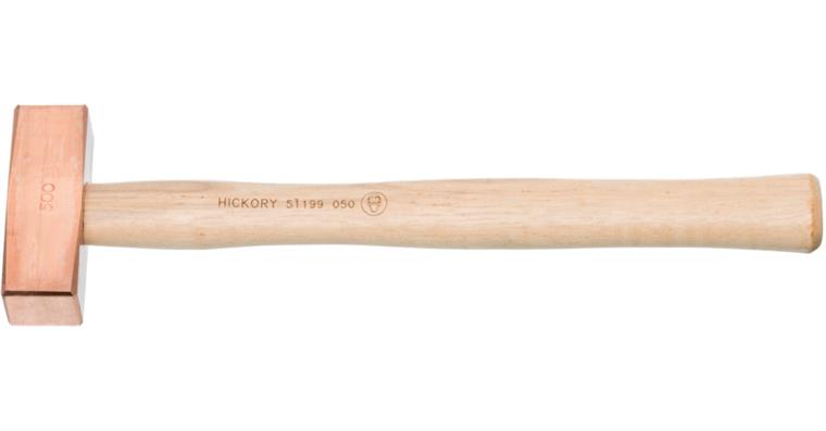 1095012356 Měděné kladivo, tvar palice, 750 g, ořechová násada