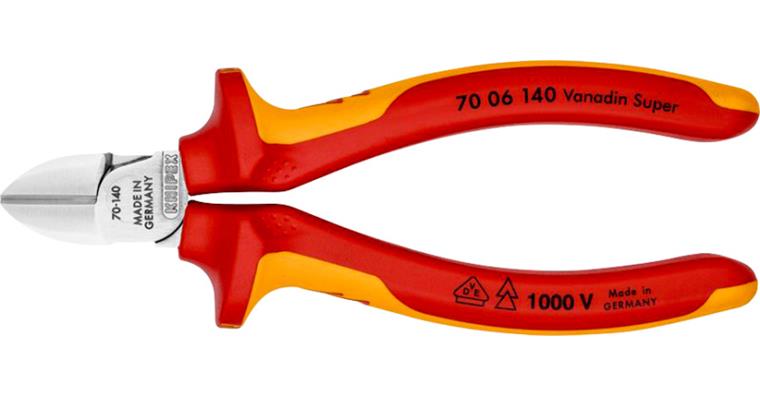 1057457101 Boční štípací kleště VDE,125 mm, chromovaná hlava, s dvoudílnou rukojetí