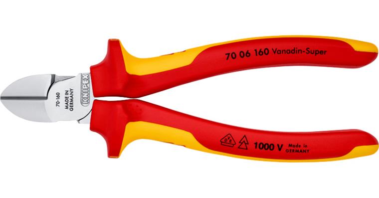 1057457104 Boční štípací kleště VDE,180 mm, chromovaná hlava, s dvoudílnou rukojetí
