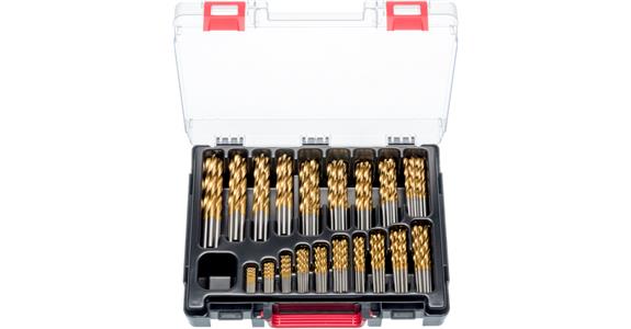Sada spirál. vrtáků ATORN N HSS-TIN, DIN 338, 1,0–10,0 mm, v kazetě