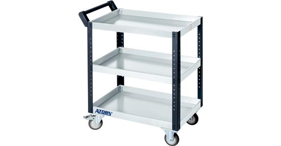 Servisní vozík ATORN se 3 policemi, 890 x 542 x 845 mm, nosnost 150 kg