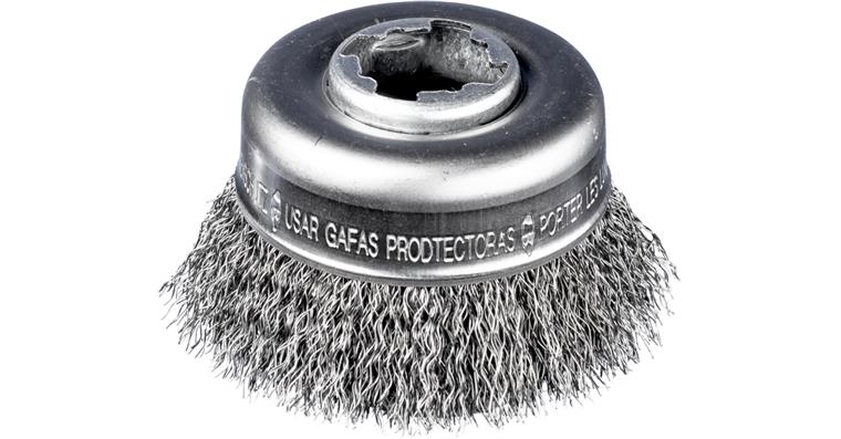 1001438613 Drátěný hrncový kartáč X-Lock, průměr 60, lisovaný nerezový drát, 0,3 mm