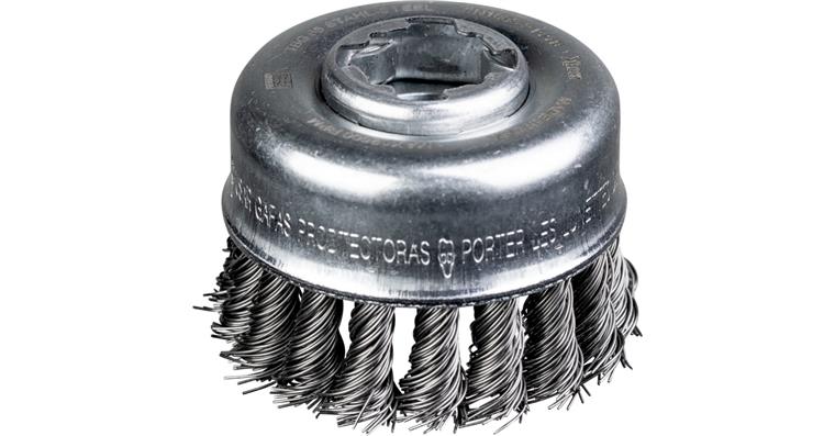 1001438579 Drátěný hrncový kartáč X-Lock, prům. 65, uzlovaný nerezový drát, 0,5 mm