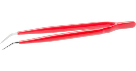 Pinzeta ATORN, poniklovaná, 155 mm, zahnuté hroty, červené PVC