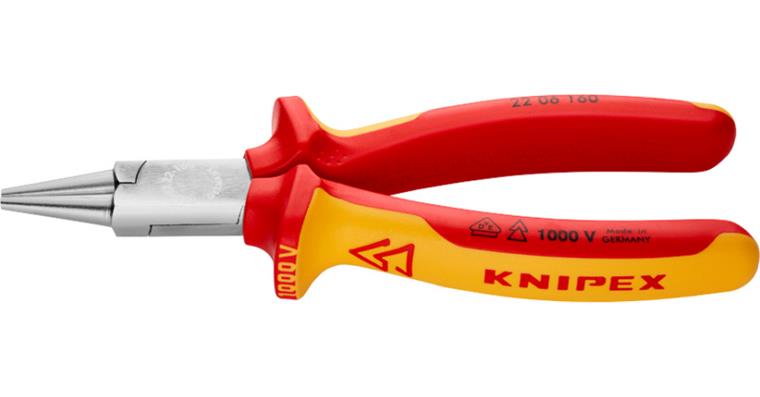 1056376103 Kulaté kleště VDE, 160 mm, chromovaná hlava, s dvoudílnou rukojetí