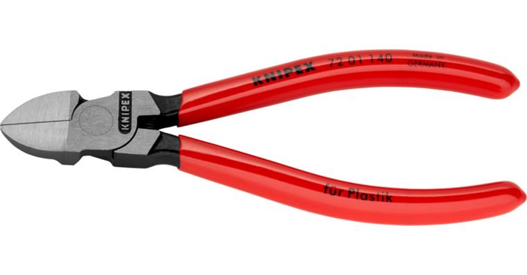 1057390102 Boční štípací kleště na plast, 140 mm, rovné, s plastovou rukojetí