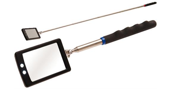 LED telescope inspection mirror 285–870 mm, mirror size 41 x 62 mm