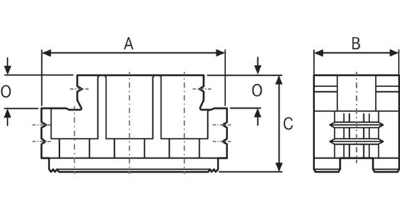 Reverzní výměnná čelist ATORN, kalená, 67,5x31x35 mm, 1,5 mmx60°, M10 E 20 mm