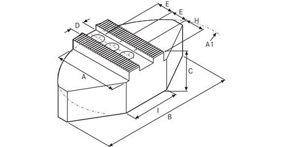 Segmentové čelisti ATORN, 1/16 palce x 90°, M8, rozteč otvorů 15 mm