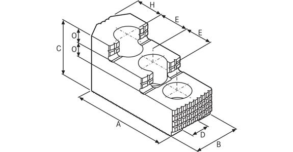 Reverzní výměnná čelist ATORN, kalená, 96x44,5x54 mm, 1,5 mmx60°, M12 E 26 mm