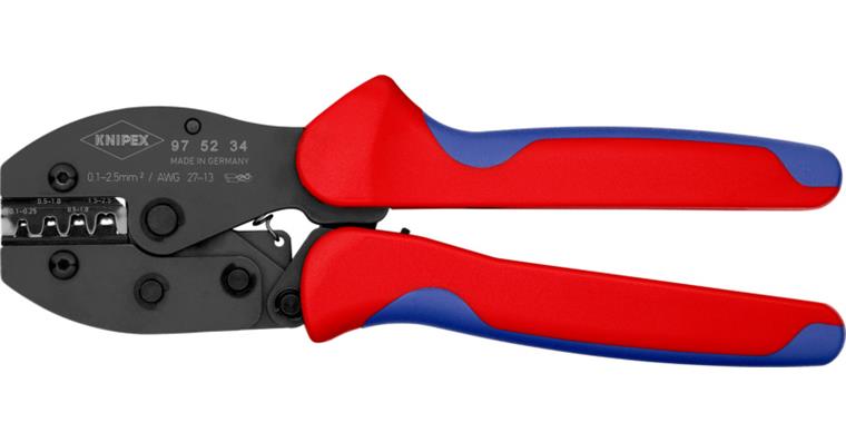 1001600515 Krimpovací kleště KNIPEX PreciForce 220 mm, černěné, neiz. otevřené zástrčky