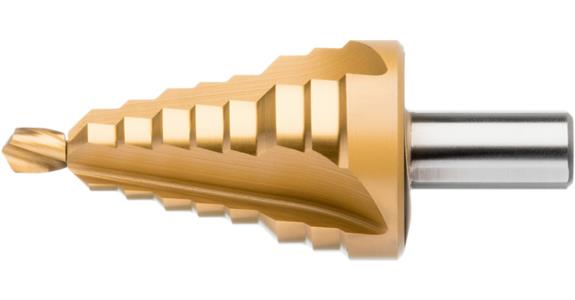 Stupňovitý vrták ATORN HSS TiN, spirálová drážka, 11,4 mm–26,75 mm, typ E2