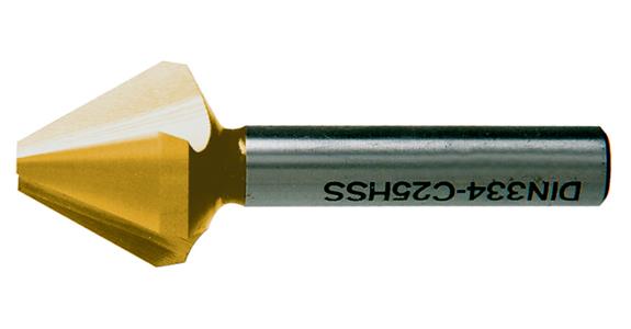 Kegel- und Entgratsenker 60° m. Zylinderschaft DIN 334 3 Schn. HSS/TiN Ø 6,3 mm