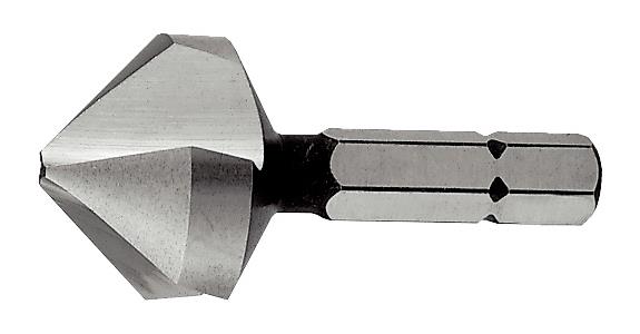 Cntrsnk drill + deburr. tool bit 90° DIN 335C HSS 1/4 inch hex shank dia. 20.5mm