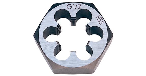 Hexagonal die, right-cutting DIN 382 HSS G 1.1/2