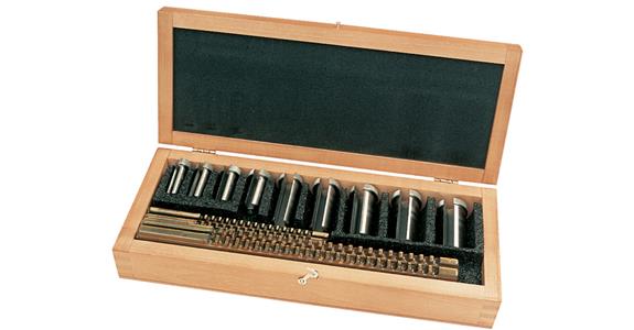 Push broach (keyways broach) set HSS size 212 52–65 mm in wooden box