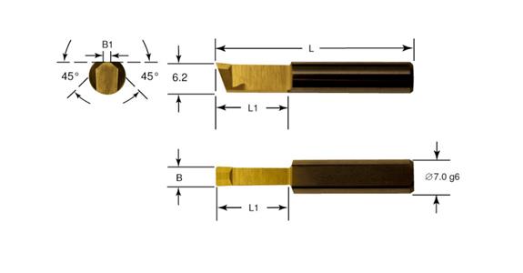 Břit. dest. NPU.4545.1 pro protlač. dlouhých drážek ø vrtaného otvoru 6 mm