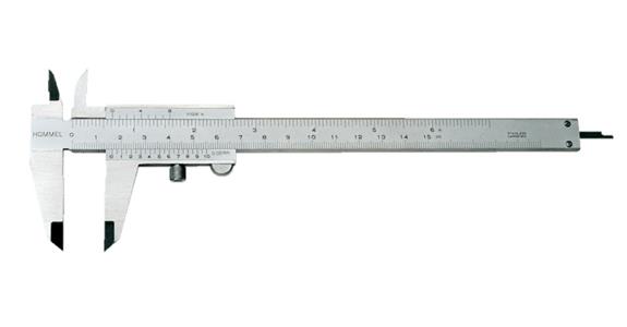 Precision pocket vernier callipers 0-150 mm w. locking screw and double V-guide