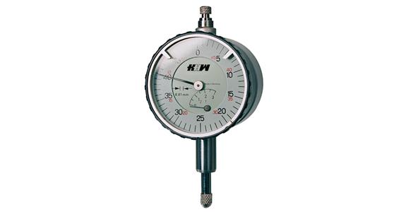Small dial gauge with adhesive magnet reading 0.01 mm DIN 878 MR 3 mm dia. 40 mm