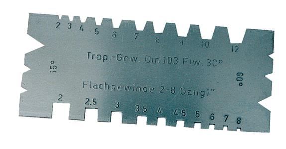 Threading tool gauge for flat, trapezoidal and triangular threads 55° and 60°