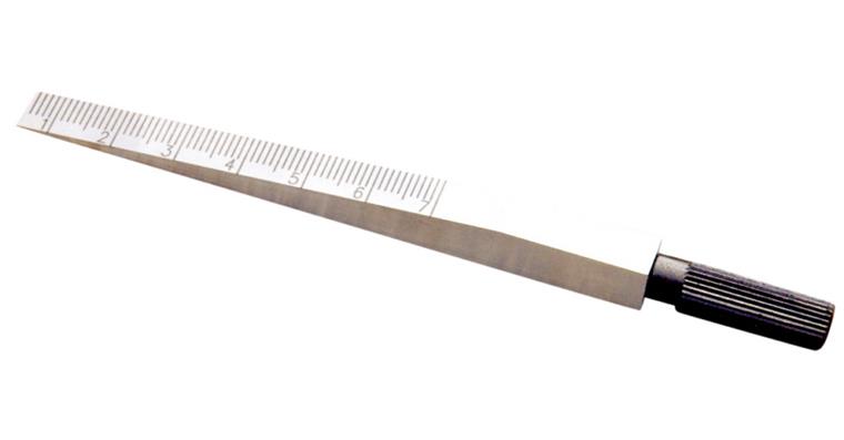 1037632101 Klínová měrka, ocel, broušená, pochromovaná, rozsah 0,5–7,0 mm