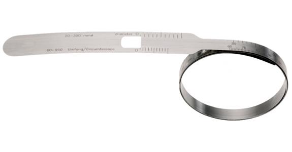 Tape rule spring steel millimetre scale f. circumference 60-950mm/dia. 20-300mm