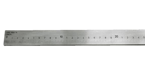 Inspection rule DIN866/A lasered 1/1 mm graduation stainless L=500 mm