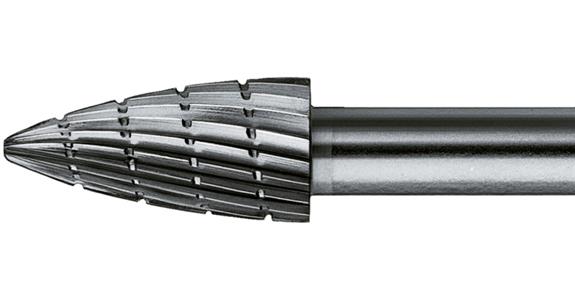 HSS bur ogival (SPG) sh. dia. 6 mm serr. 3 head dia.xlength 6x18mm
