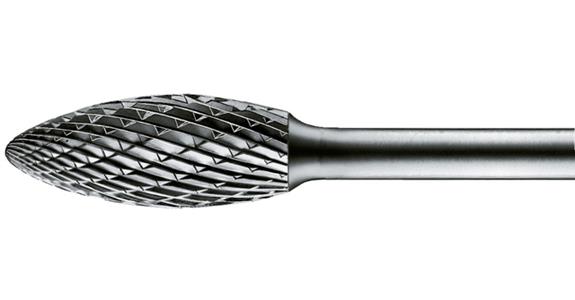 TC bur flame-shaped (B), shank dia. 3 mm, serration 5, head dia.xlength 6x13 mm