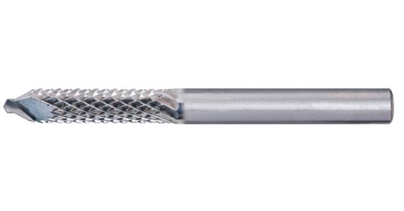 TC bur with centring drill tip for GFRP+CRP, serration FRP, dia. 6x30mm L=65mm