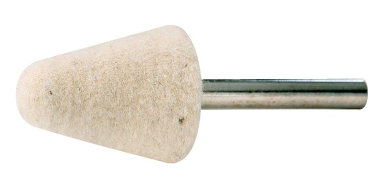 1044375118 Kuželové plstěné leštící tělísko průměr stopky 6 mm, prům.×dél. 25×30 mm