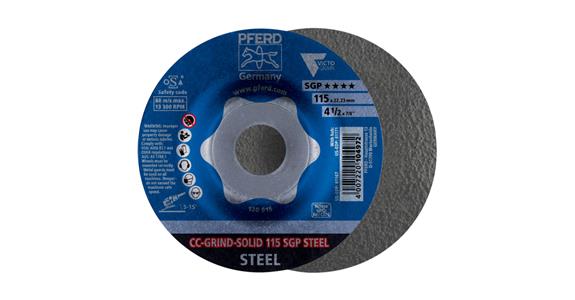 Grinding disc, CC-GRIND, SOLID SGP steel, Victograin, dia. 115 mm