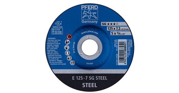Grinding disc, depressed centre, power line, SG STEEL, dia. 115x7 mm
