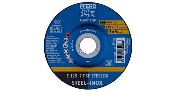Grinding disc, depressed centre, universal line, PSF STEELOX, dia. 178x8 mm