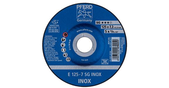 Grinding disc, depressed centre, power line, SG INOX, dia. 115x4.1 mm