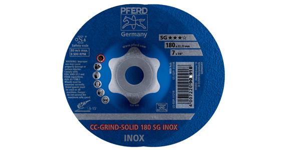 Grinding disc, power line, CC-GRIND-SOLID, SG INOX, 125 mm