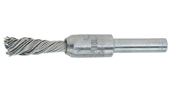 Wire end brush with shank, INOX wire 0.2 mm, length 65mm, dia. 10 mm