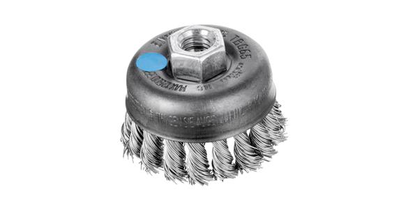 Twisted-wire cup brush, INOX wire 0.50mm, dia. 65mm, bristle L=22mm, twists 18
