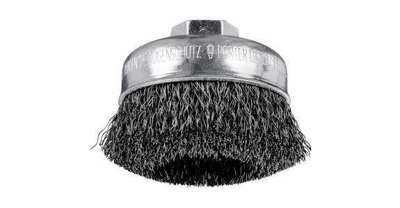 Wire cup brush w/thread, dia. 60mm, steel wire 0.3mm, crimped, eff. length 20mm