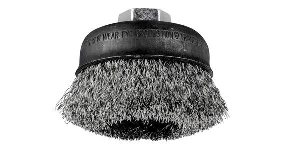 Wire cup br. w. thr., dia. 75mm, INOX wire 0.3mm, crimp., wire eff. length 40 mm
