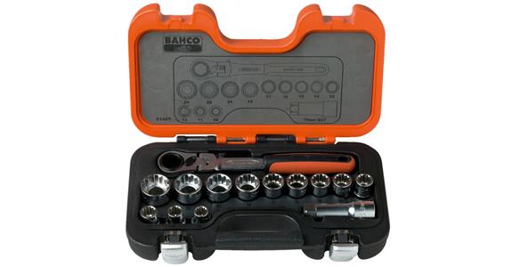Průchozí nástrčný klíč BAHCO, 14 ks, 10–22 mm