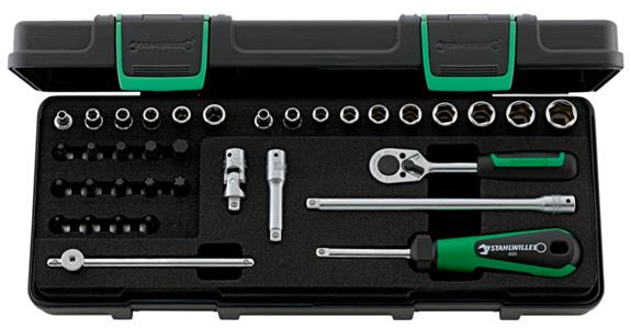 1/4 inch hexagon socket set 36 pieces AF 5-13 mm in ABS plastic box